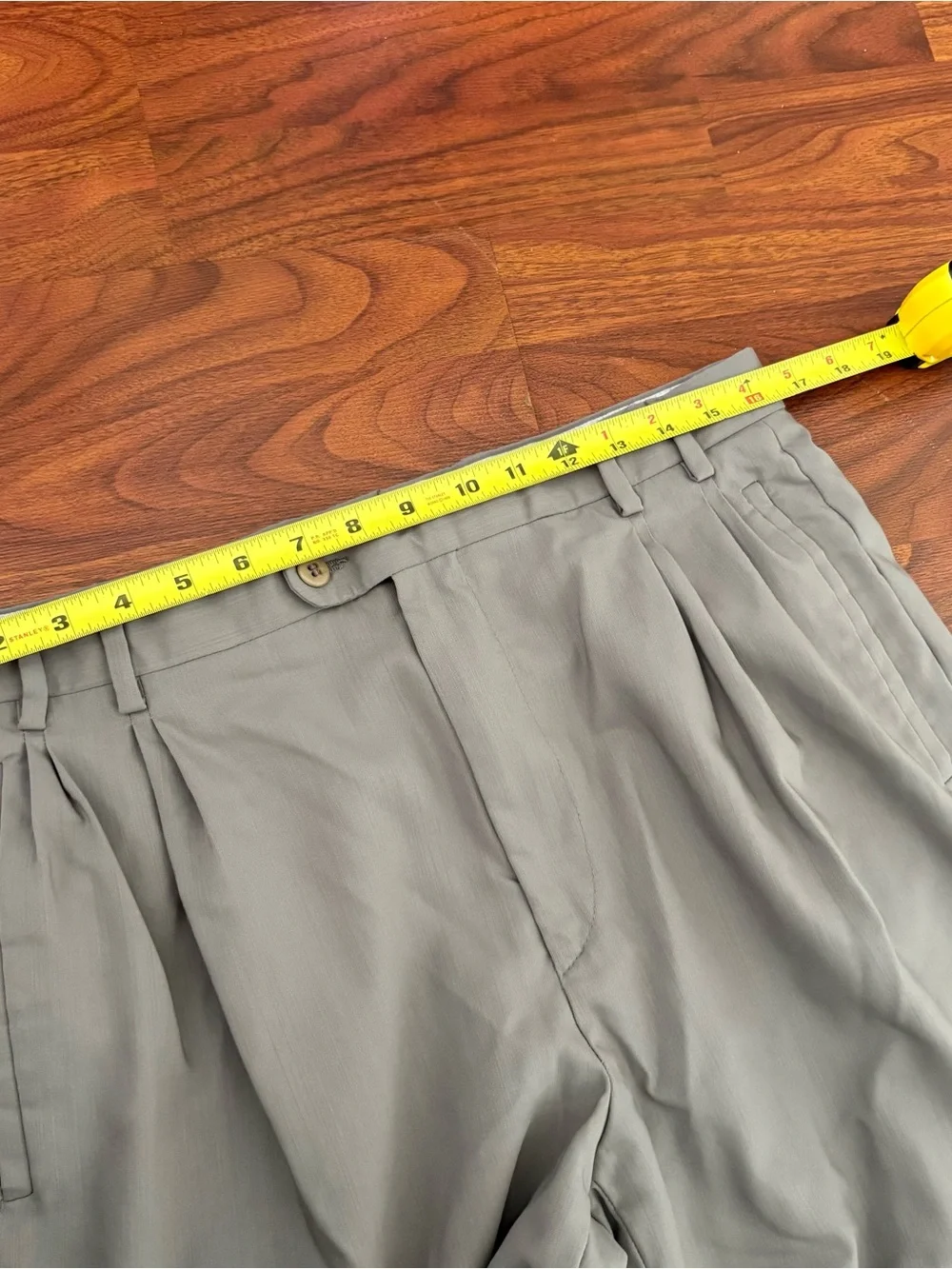 Zanella Italy Jesse Pleated Wool Dress Pants Mens 33 Taupe Grey Cuffed Trousers
